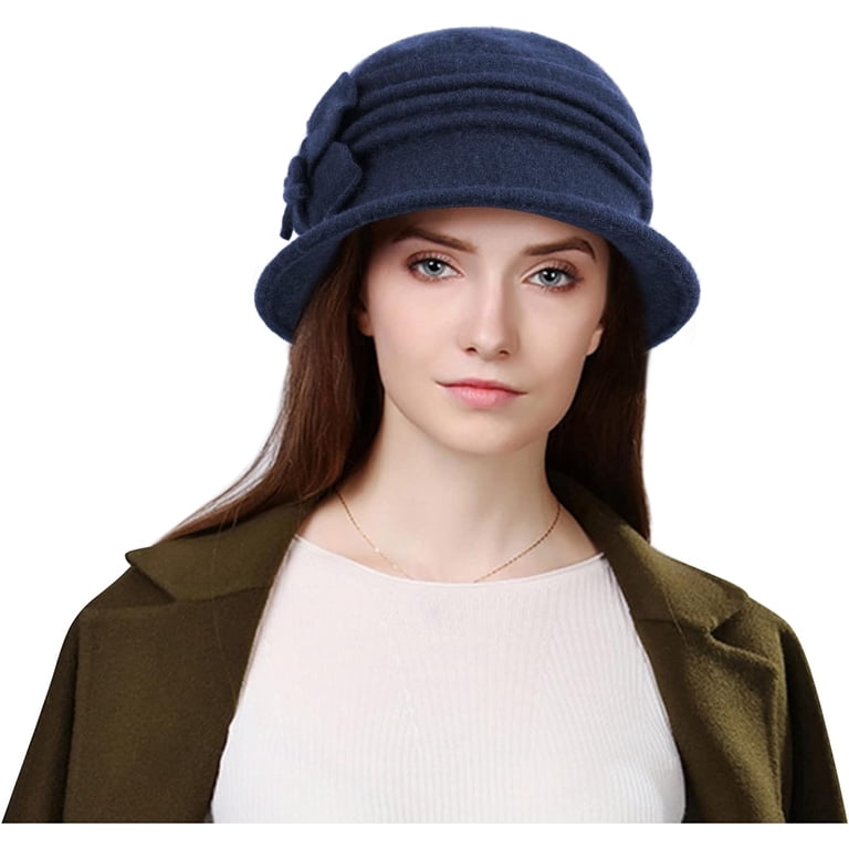 Wool Blend Beret Hat Vintage Floral Cloche Winter Hat Women main image 3