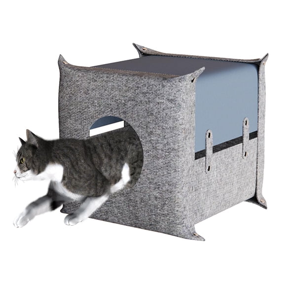 Cat Nest Comfortable Hammock Semi Enclosed Cat House for Puppy Rabbit Kitten Blue