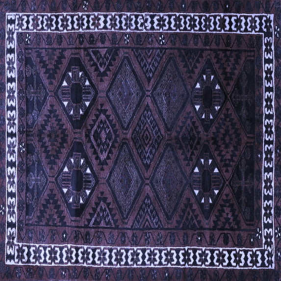 Ahgly Company Machine Washable Indoor Square Persian Blue Traditional Area Rugs, 5' Square