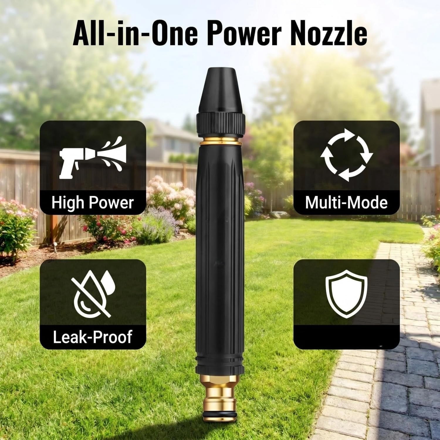 Powerful High-Pressure Water Gun for Car Cleaning - 2026 Upgrade Water Pressure Gun - with Booster Nozzle - Car Wash Water Gun Garden Hose Sprayer - for Watering Plants and Vegetables (Set of 4)