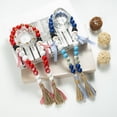 thumbnail image 2 of Christmas Wood Bead Garland with Tassels Snowman Prayer Beads Wall Hanging Decor Farmhouse Tiered Tray Holiday Decorations, 2 of 9