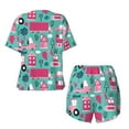 thumbnail image 6 of "Wukai Excavator Women's Pajama Set - Short-Sleeve Top and Shorts with Elastic Waistband and Pockets for Loungewear, Yoga, and Casual Wear-Medium, 6 of 8