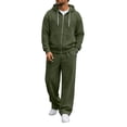 thumbnail image 5 of MXALUOB Track Suits for Men Waffle Knit Full Zip Hoodie with Pocket & Elastic Waist Open Bottom Pant 2 Piece Set Athletic Jogging Activewear, 5 of 7