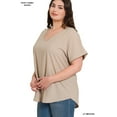 thumbnail image 2 of Zenana Women's V-Neck Heavy Dobby Boat Neck Rolled Short Sleeve Blouse Top, 2 of 3