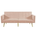 thumbnail image 2 of [Two Day Delivery] Velvet button tufted sofa bed with armrest, 2 of 7
