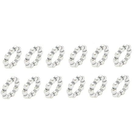 

Bling Pearl Napkin Rings 12 Rhinestone Napkin Ring Holder for Dinner Wedding Gatherings Silver