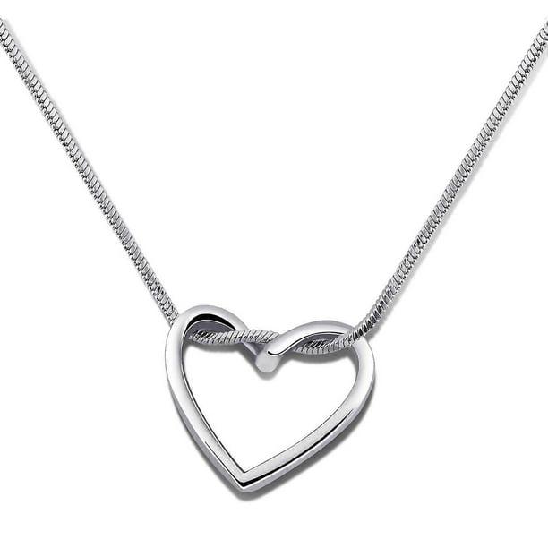 Silver Heart Necklaces for Women Silver Plated Chain Heart Necklace Pendant Necklace Silver Jewellery for Women Gift