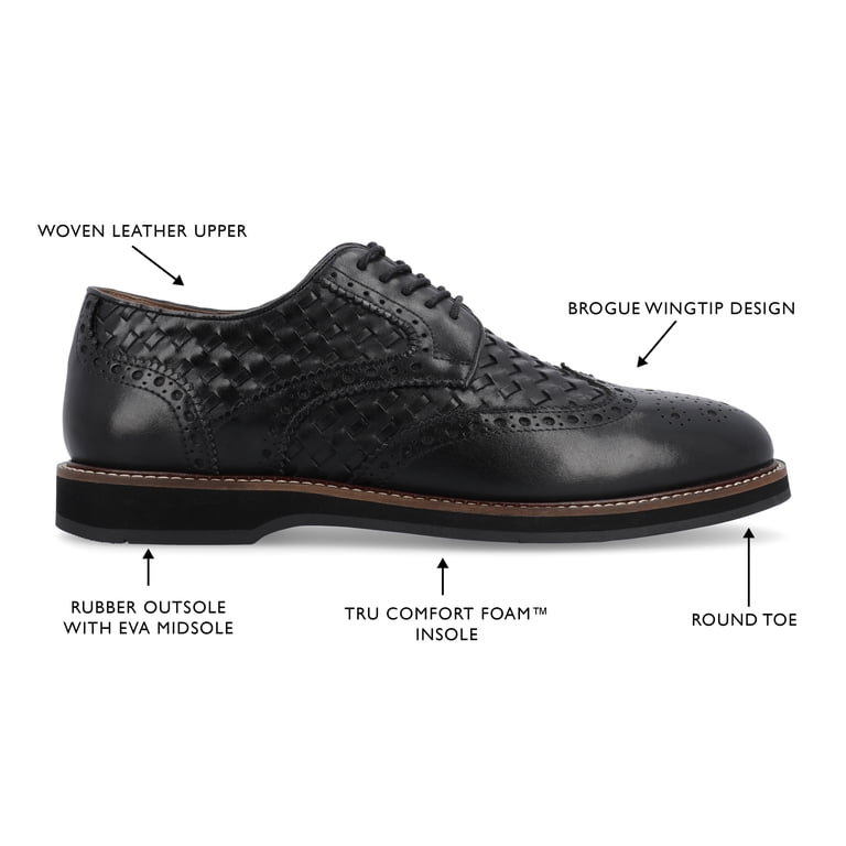 Thomas & Vine Men\'s Radcliff Comfort Foam Lace-Up Woven Wingtip Shoe Black 9.5 M Thomas-Vine-Mens-Radcliff-Tru-  main image 3