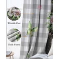 thumbnail image 3 of Grey Plaid Groundhog Blackout Curtains for Bedroom Living Room Darkening Curtains 63 Inches Long Spring Floral Butterfly Botanical Window Curtain 2 Panels Set Window Treatment Grommet Drapes 52"x63", 3 of 9