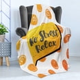 thumbnail image 4 of Saying Soft Flannel Fleece Throw Blanket, Vibrant Colored No Stress Relax Phrase on Speech Bubble, Cozy Plush for Indoor and Outdoor Use, 50" x 60", Earth Yellow Orange, by Ambesonne, 4 of 5
