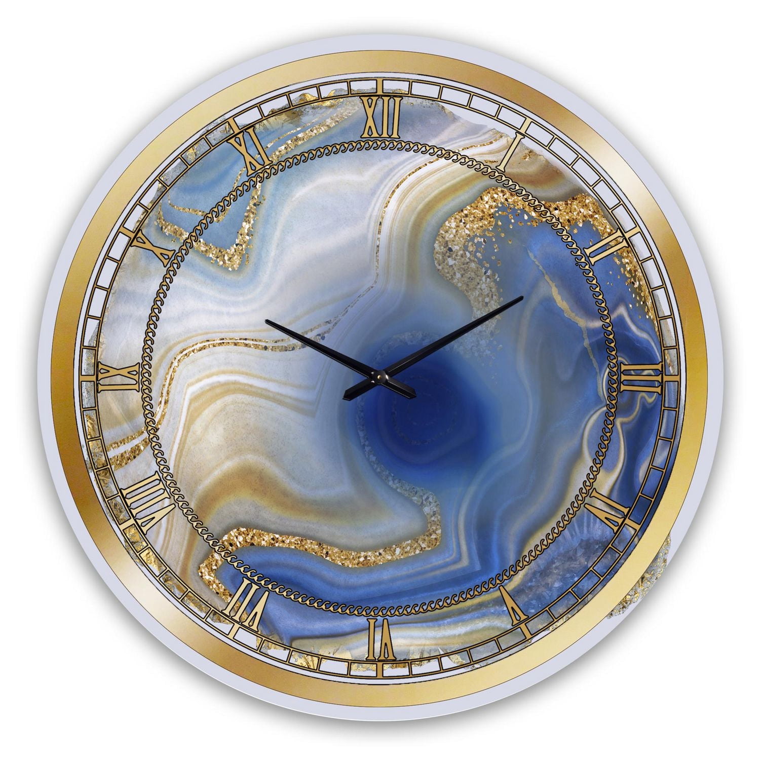 Designart 'Ocean Blue Golden Jasper Agate I' Modern wall clock