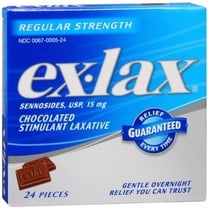 Ex-Lax Regular Strength Constipation Stimulant Laxative Chocolate Pieces, 24 Ct, 2-Pack
