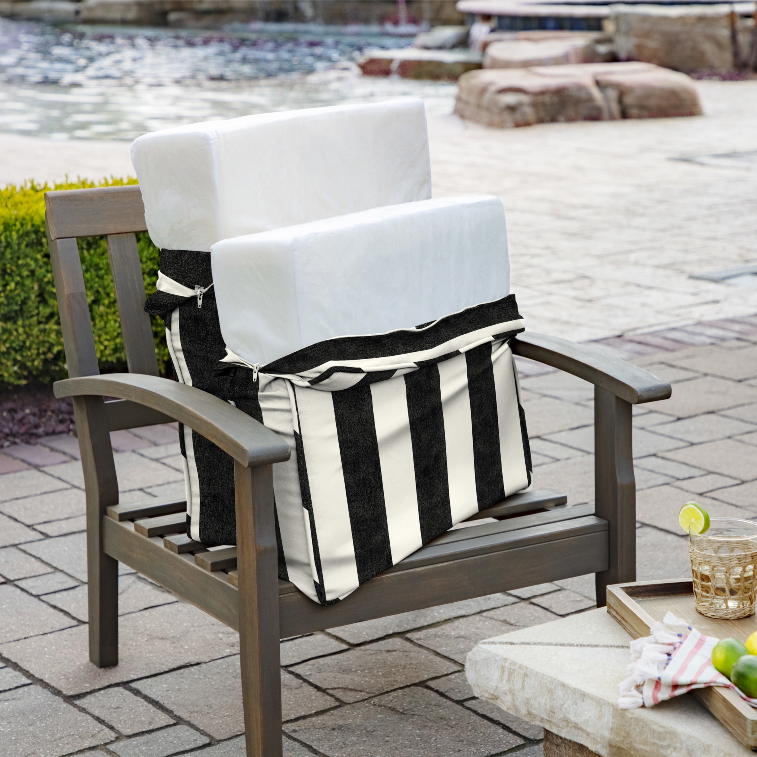 Arden Selections ProFoam 24 in. W. x 6 in. H. x 42 in. L. Acrylic Outdoor Deep Seat Cushion, Onyx Black Cabana