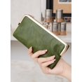 thumbnail image 2 of Solid Color Multi Functional Long Wallet, Vintage Clutch Coin Purse, Women's Card Holder Zipper Wallet (QB332-Purple), 2 of 7