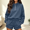 thumbnail image 2 of Norvella Womens Half Zip 2 Piece Shorts Set Long Sleeve Pullover Top Elastic Waist Bottoms With Pockets Matching Casual Sweatsuit, 2 of 8