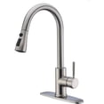 thumbnail image 1 of Single Handle High Arc Brushed Nickel Pull Out Kitchen Faucet,Single Level Stainless Steel Kitchen Sink Faucets with Pull Down Sprayer,Suitable for Laundry Rv Bar, 1 of 3