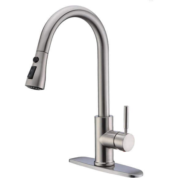 Single Handle High Arc Brushed Nickel Pull Out Kitchen Faucet,Single Level Stainless Steel Kitchen Sink Faucets with Pull Down Sprayer,Suitable for Laundry Rv Bar