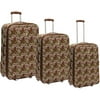 LuLu Castagnette Bear Hugs 3-Piece Luggage Set, Brown