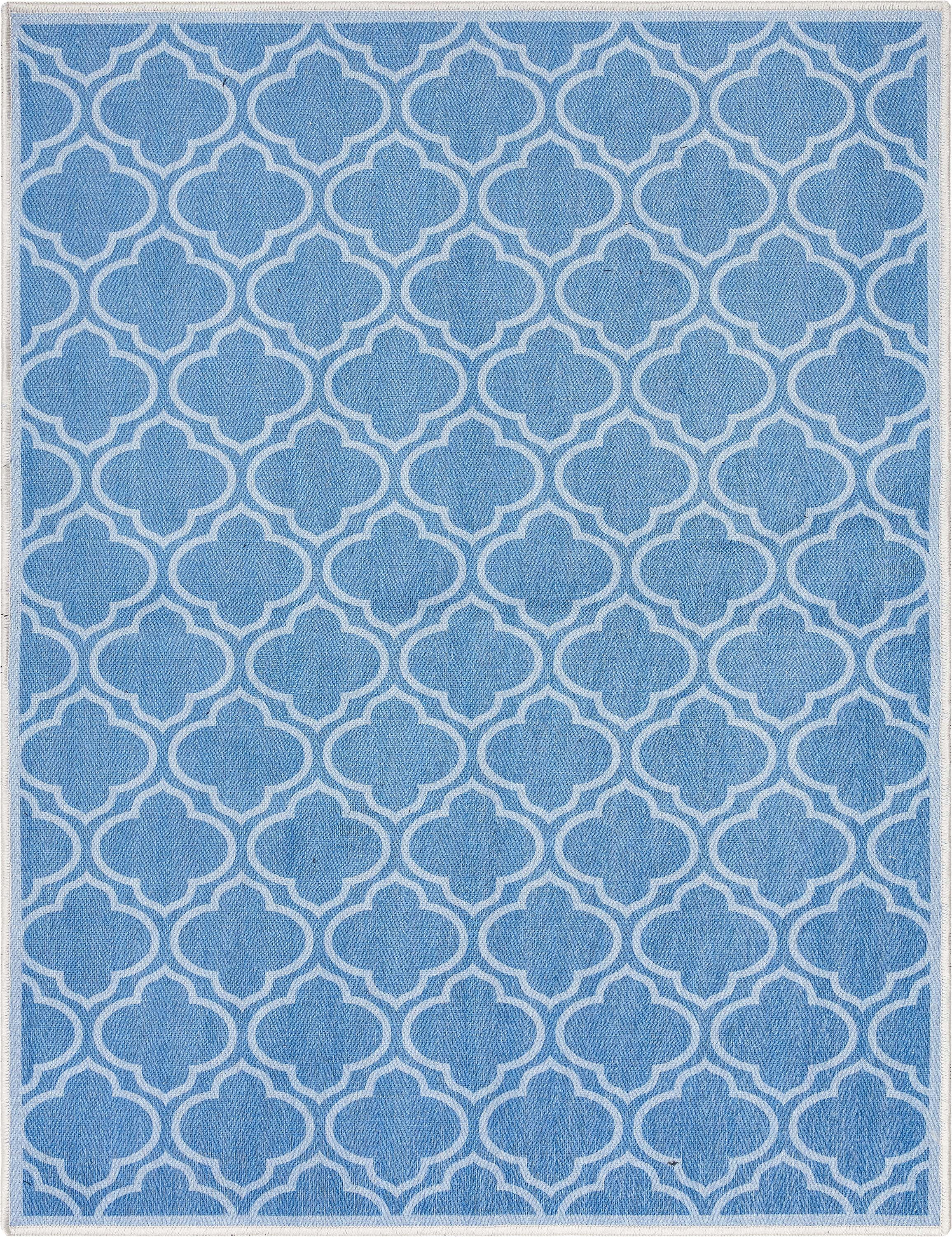 Well Woven Apollo Lattice Modern Moroccan Blue 3'3" x 5' Machine Washable Area Rug