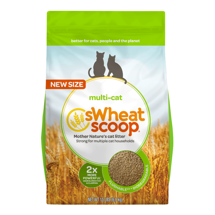 sWheat Scoop MultiCat Natural Clumping Wheat Cat Litter, 15lb