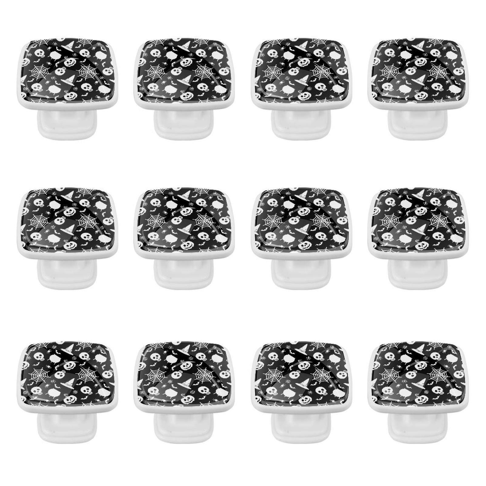 12 Pieces Drawer Pulls Handle Square Wardrobe Skull Knobs with