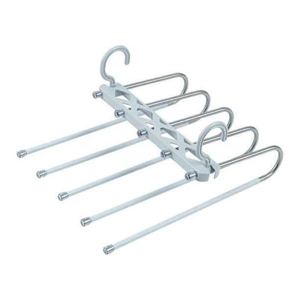 Perchas para pantalones que ahorran espacio, organizador multifuncional para pantalones, marco resistente antideslizante gris blanco