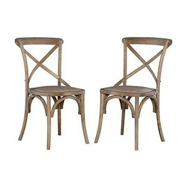 HomeStock Handcrafted Haven Cross Back Chairs Set of Two, Gray, 21.63"D x 19.75"W x 35"H
