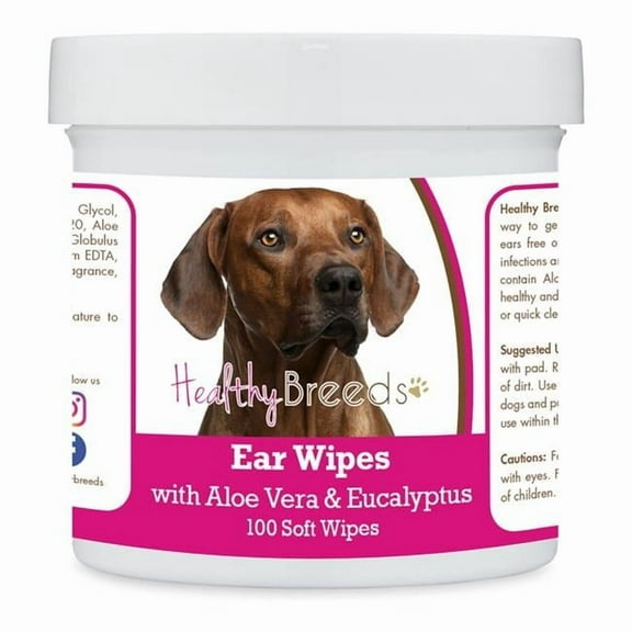 Healthy Breeds 192959824551 Rhodesian Ridgeback Ear Cleaning Wipes with Aloe & Eucalyptus for Dogs - 100 Count