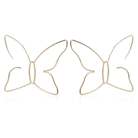 Butterfly Threader Earrings, Geometric Wire Hoop Dangle, Pierced Body Jewelry