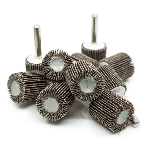 Benchmark Abrasives 1" x 1" Aluminum Oxide Flap Wheel With 1/4" Shank Mounted (10 Pack) - 60 Grit