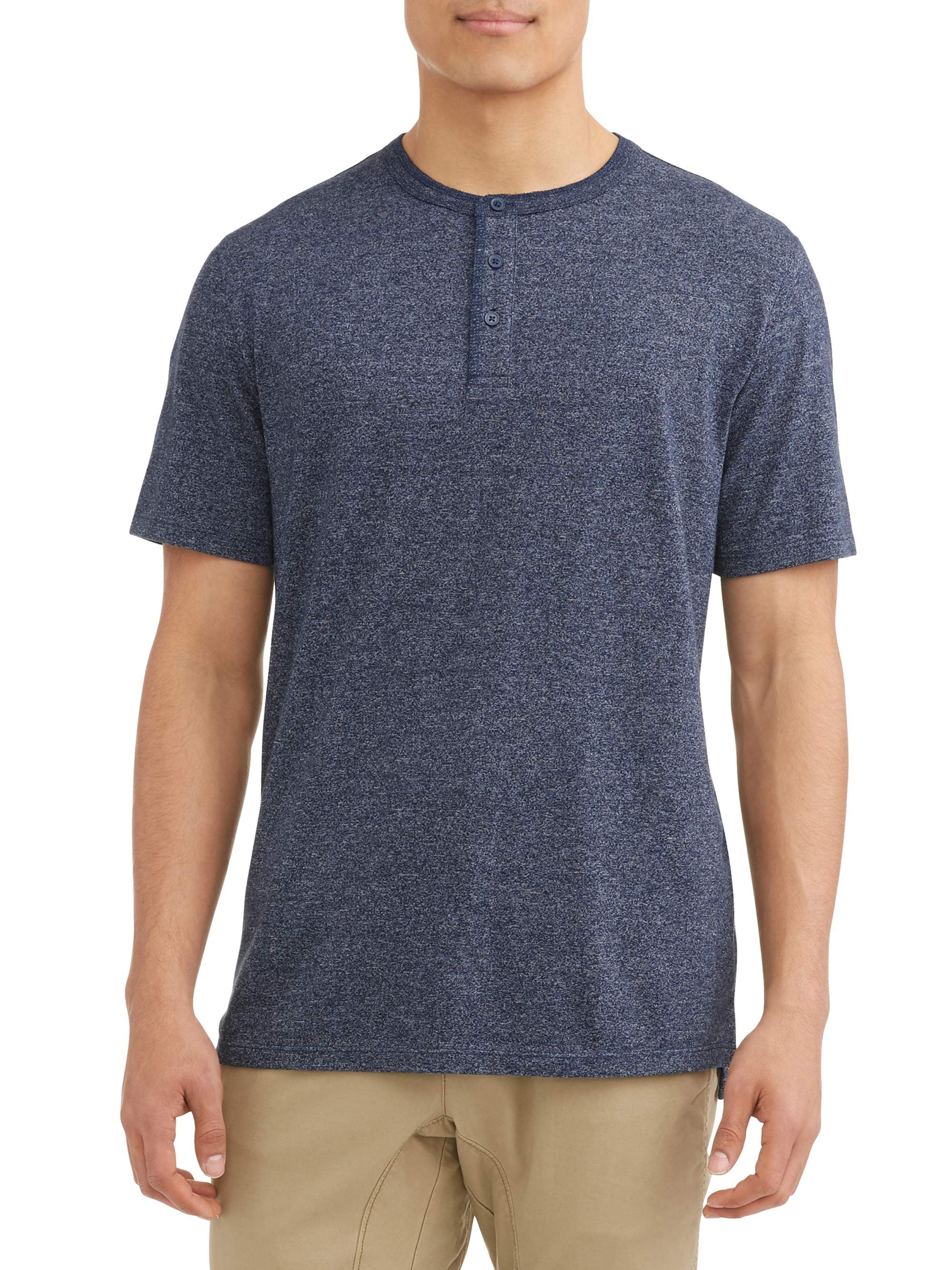 GEORGE - George Men's Short Sleeve Fashion Henley T-Shirt - Walmart.com ...