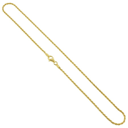 Gem Avenue 14k Gold over Italian Sterling Silver Vermeil 1.5mm Rope Chain Necklace