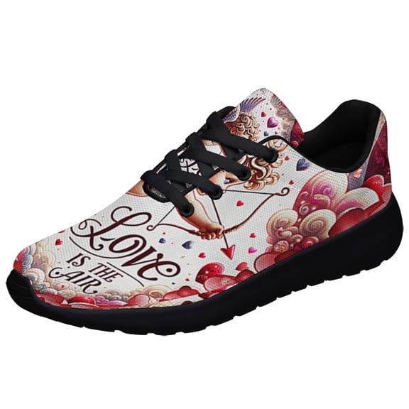 Valentine's Day Cupid Love Is The Air Shoes Sneakers Black Size 3.5