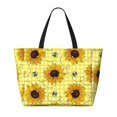 thumbnail image 2 of PAYOHTO Cute Bees Sunflowers Large Beach Tote Bags for Womens Mens Sandproof Swim Pool Bag with Zipper for Travel Vacation, 2 of 7