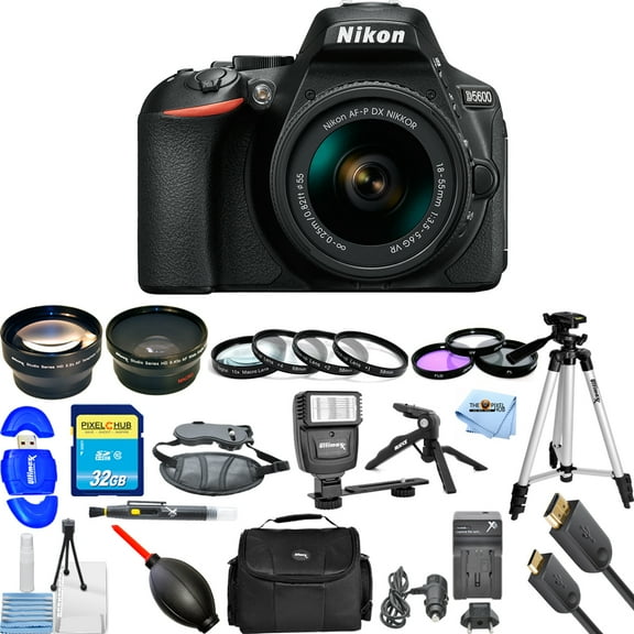 Nikon D5600 DSLR Camera with AF-P DX NIKKOR 18-55mm MEGA KIT with Charger   MORE