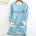 thumbnail image 2 of FAVIPT Womens Sweatshirts No Hood Fleece Lined Sherpa Tops Long Sleeve Crew Neck Pullover Heart Print Winter Warm Underwear Blue,XXL, 2 of 4