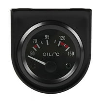 52mm 12V White LED Car Oil Temp Temperature Gauge with Sensor Black