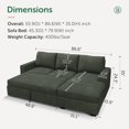 thumbnail image 2 of Marrber 87" L-Shaped Sectional Sofa Bed, Plush Corduroy Sleeper with Storage Chaise for Living Room, Green, 2 of 9