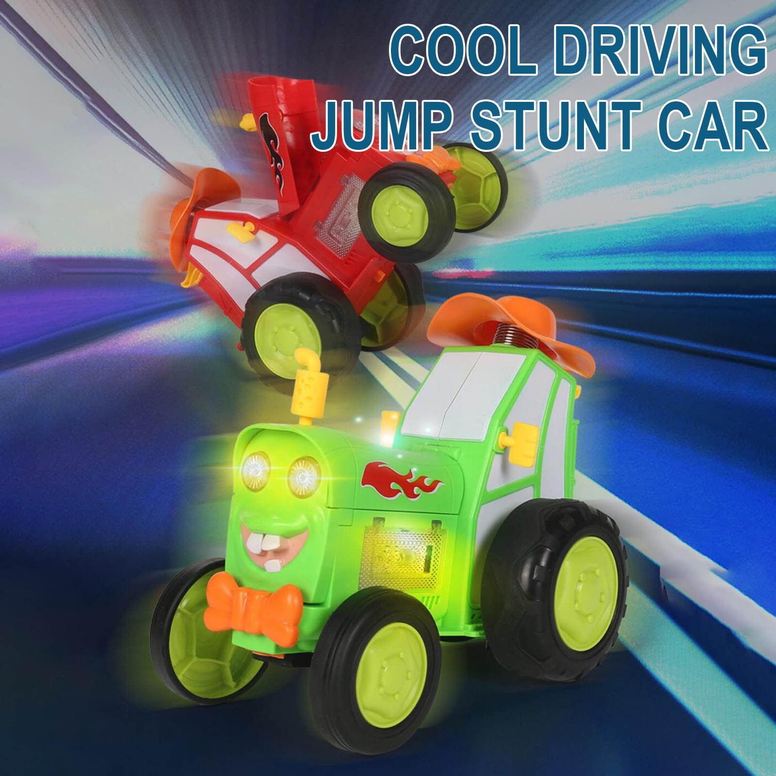 RC Stunt Car,360° Flip Dancing Remote Control Toy With LED Lights And Music,Rechargeable 800mAh Battery For 60+ Minutes Playtime,Safe ABS Plastic Construction For Youngsters Age 6-12(Green)