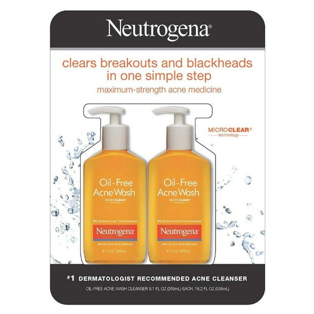 Neutrogena OilFree Acne Face Wash with Salicylic Acid, 2 pk./9.1 oz