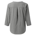 thumbnail image 6 of Women's V Neck Button Down Long Sleeve Shirt Blouse Tops Solid Color Casual Loose Fit Tunic Business Office Work Vacation Travel Fashion Essential Gift for Ladies | CSEONE,Gray L, 6 of 9
