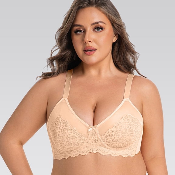 Bras for Women Full Coverage Lace lettes Wireless Unpadded Mesh Basic Strappy Everyday Lingerie Loung & Sleep Comfortable Push Up Bra