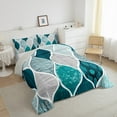 thumbnail image 3 of jejeloiu Boho Bohemian Style Bedding Comforter Set,Abstract Geometric Stripe Twin Comforter Sets,Blue White Bedding Set For Men Women,Microfiber Bedroom Decor Reversible,2pcs, 3 of 8
