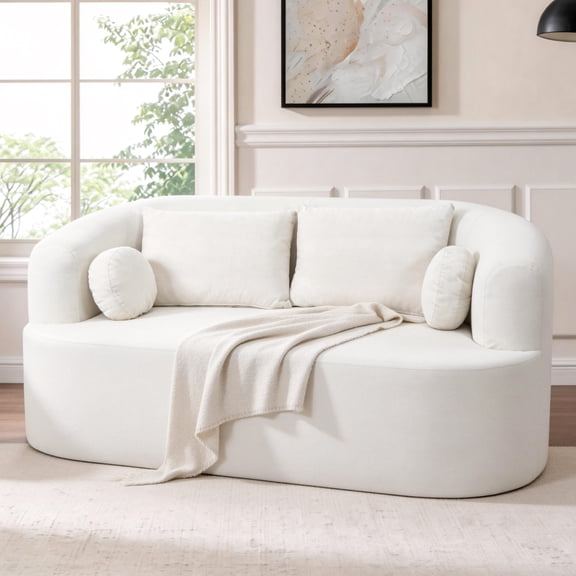 Jopath Beige Loveseat Sofa, Cloud Comfy Sofa, Chenille 2 Seater Cloud Couch for Living Room Bedroom No Assembly Required