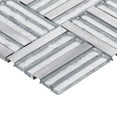 thumbnail image 4 of Modket TDH378AL Aluminum Metallic Silver Foil Glass Parquet Mosaic Tile Kitchen Wall Backsplash, 4 of 5