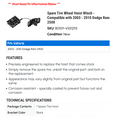 thumbnail image 2 of Spare Tire Wheel Hoist Winch - Compatible with 2003 - 2010 Dodge Ram 2500 2004 2005 2006 2007 2008 2009, 2 of 2