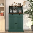 thumbnail image 3 of HLR Farmhouse Kitchen Pantry Cabinet with Microwave Stand, 54" Coffee Bar Storage Cabinet, Green, 3 of 10