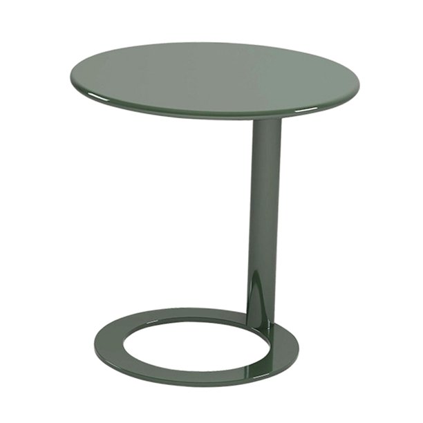 Mesita auxiliar pequeña, moderna, minimalista, de metal con base, pequeña mesa de pedestal decorativa. Azul