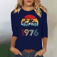 thumbnail image 2 of Womens Birthday T Shirts 1976 Graphic Print Crew Neck 3/4 Length Sleeve Pullover Tops Casual Vintage Tees (XXL, Blue), 2 of 4