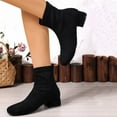 thumbnail image 4 of Xfvqtps Womens Suede Ankle Boots Fashion Square Toe Boots with Block Heel Back Zipper Comfortable Low Heel Boots for Fall Winter Black, 4 of 8
